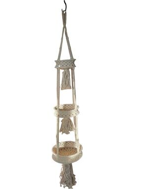 Boho Hanging Macramé Planter Shelf - Cream